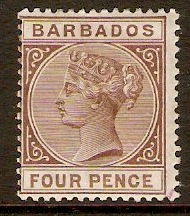 Barbados 1882 4d Deep brown. SG99.